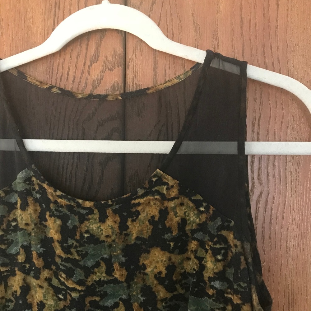 Jack by BB Dakota Black Print Dress Sheer Panels